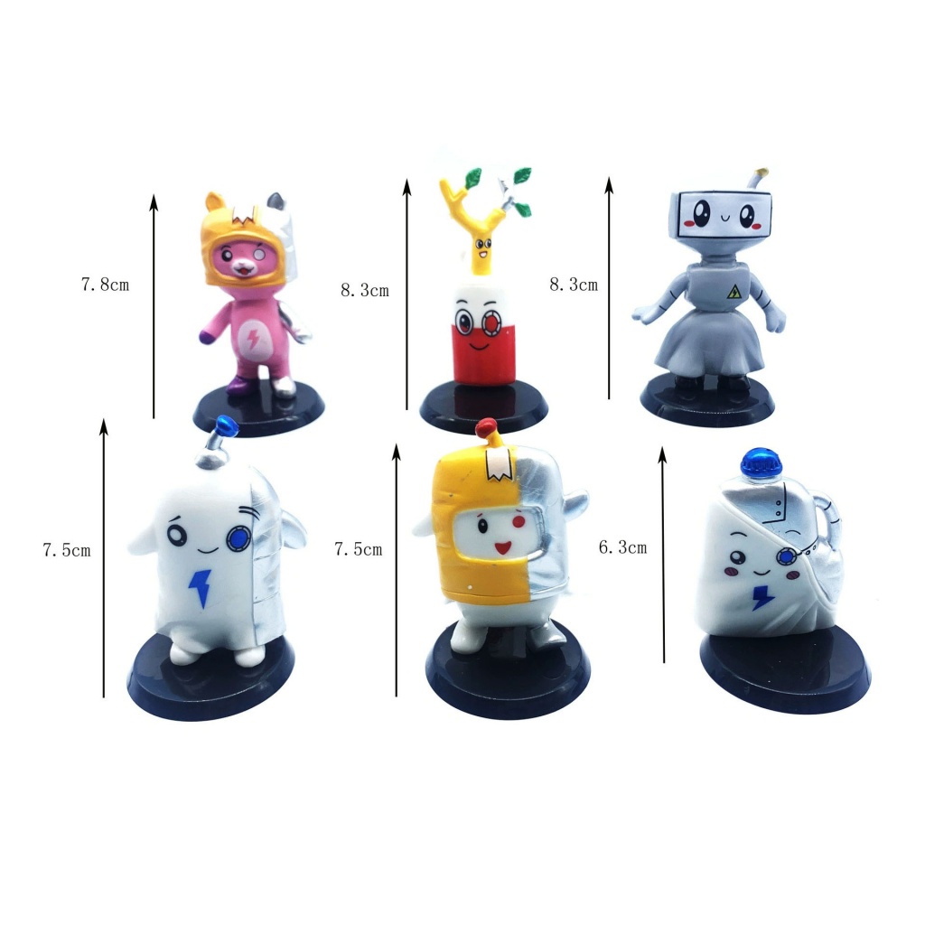 Terbaru 6 Pcs Lankybox Action Figure Mainan Cyborg Boxy Foxy Rocky Lankybot Milky Model Boneka topper Kue Mainan Koleksi