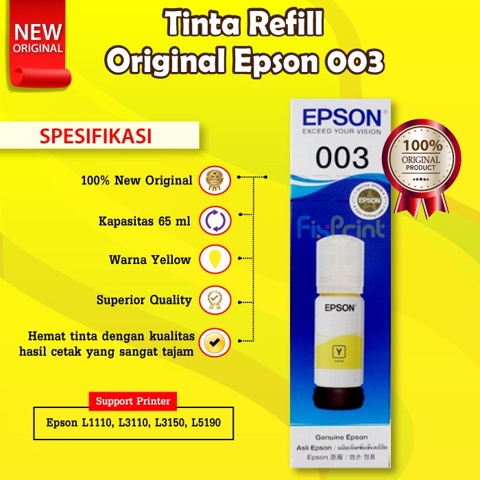 Tinta Epson 003 Original Printer L1110 L3110 L3116 L3150 L3156 L5190