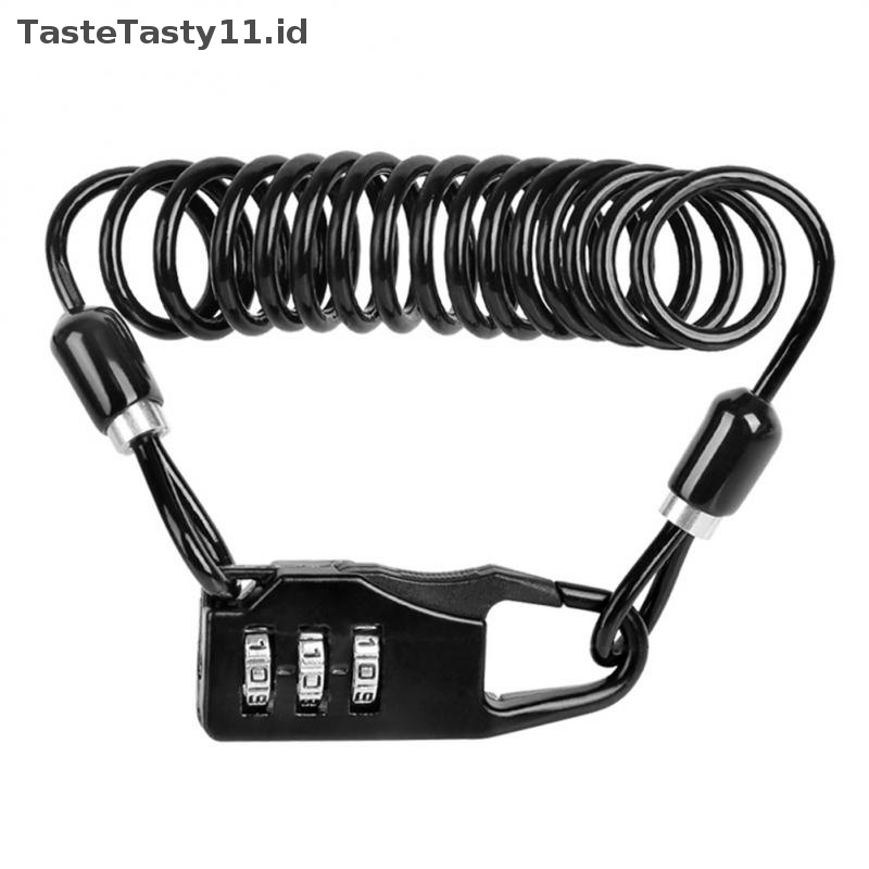 Tastetasty Kunci Helm Portable Steel Cable Lock Sepeda Kombinasi Password 3digi.
