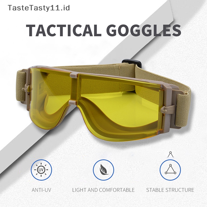 Tastetasty Army Tactical Glasses Kacamata Paintball Shoog Glasses Windproof Military Tactical Goggles Kacamata Perlindungan Anti UV.