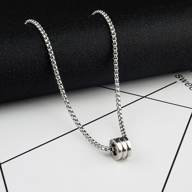 Kalung Titanium Steel-cylinder di jamin Anti Karat Anti Pudar dengan Titanium Steel Men's Necklace  Desain Keren arc