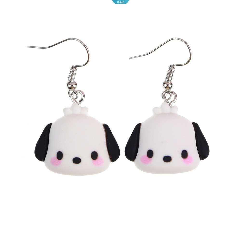 Sanrio Anime Cinnamoroll Kuromi My Melody Pochacco Pom Pom Purin Kawaii Sederhana Menyenangkan Lucu Kartun Hewan Anting Girly Heart Ear Hook Earrings Hadiah [ZK]