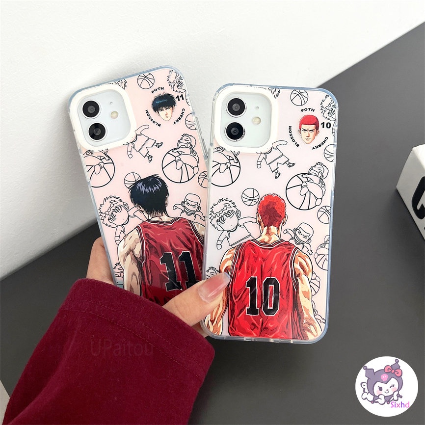 IPHONE Kompatibel Untuk Iphone11 14 13 12 Pro Max8 7Plus X Xs Xr Xs Max SE 2020 Mode Tinggi Kartun Slam Dunk Perlindungan Lensa Gradien Laser Casing Ponsel Lembut TPU Anti Jatuh Cover XJJJJ