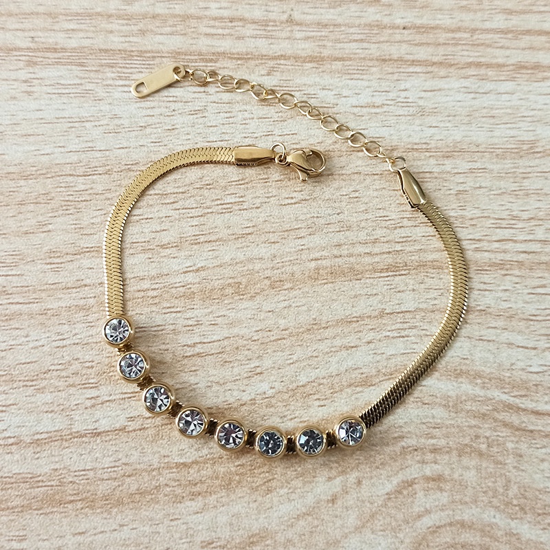 Gelang gepeng zirco putih boba titanium stainless steel 316L anti karat harga grosir bisa bayar di tempat cod