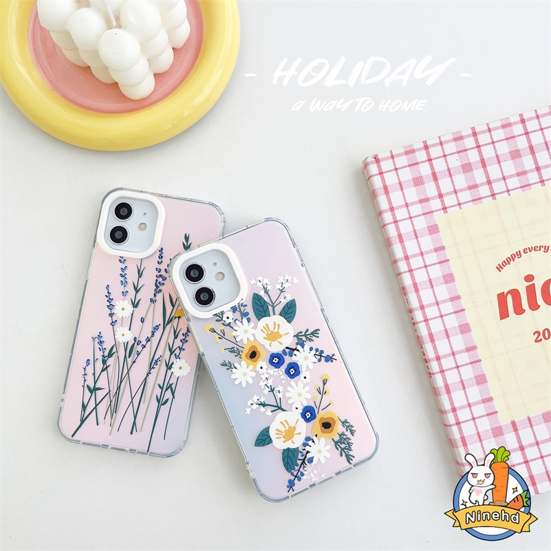 IPHONE Casing Kompatibel Untuk Iphone14 13 12 11 Pro Max X Xr Xs Max8 7 Plus SE 2020 Mewah Transparan Simple Flower Hand Anti Fingerprint Phone Case Shockproof hard Case Cover Pelindung