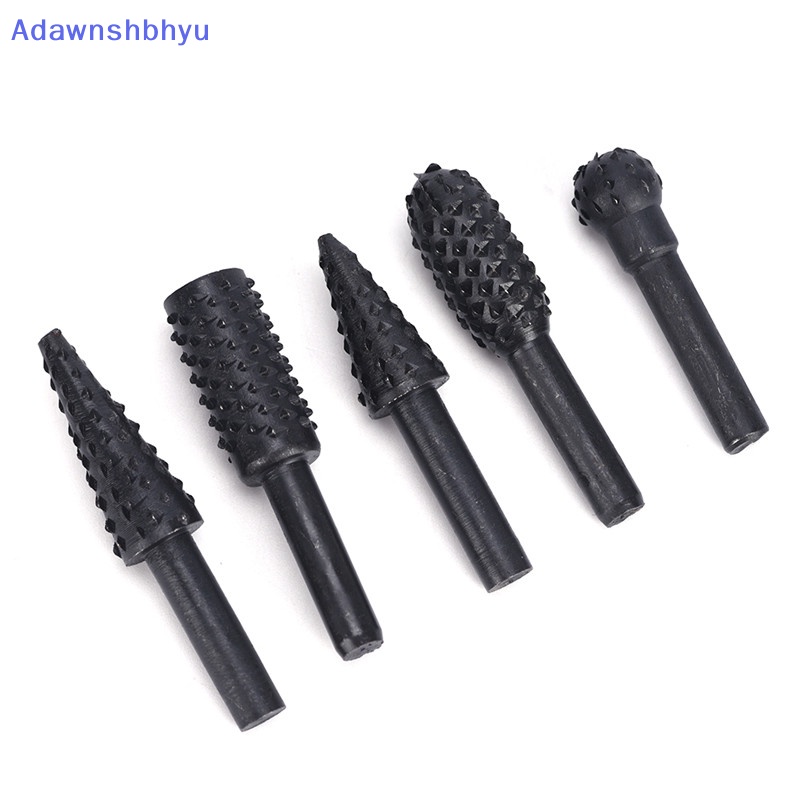 Adhyu 5pcs Set Rotary Burr Baja Hitam1Per4 ''6mm Shank Mata Bor Rasp Kayu Perkakas Rumah ID