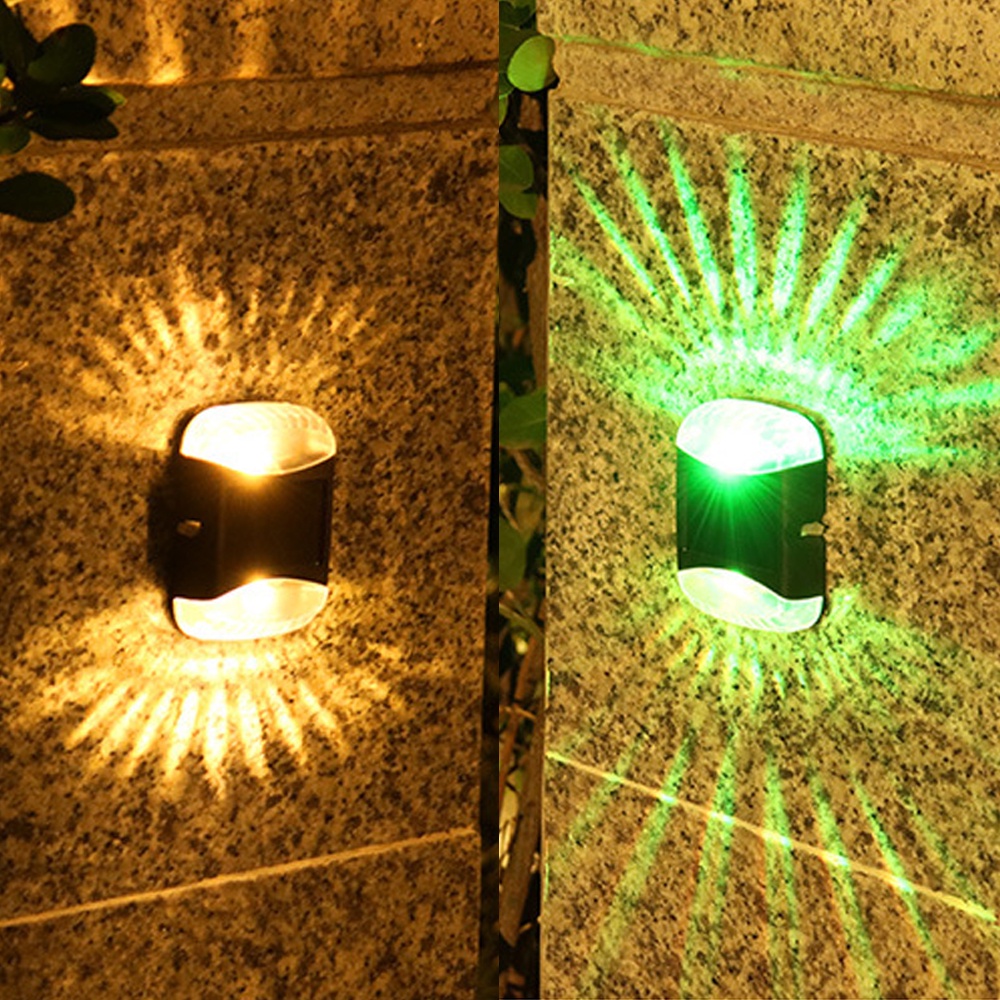 Outdoor Energi Surya Naik Turun Llluminate Lampu Dinding/Tahan Air LED Pagar Langkah Negara Balkon Lampu Dinding/Rumah Tangga Lampu Jalan Dekorasi/4 Sisi Cahaya Tangga Dekorasi