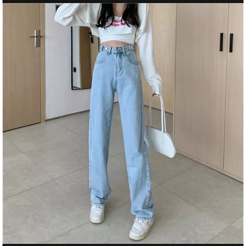 Celana Highwaist Wanita Loose - Celana Jeans Wanita Highwaist Loose Hangover
