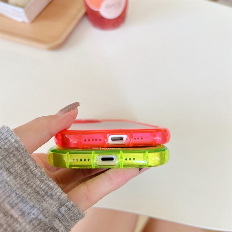 【Fluorescence Case】All New Halo Air Bag Independent Buttons Soft Case IPhone 11 12 13 14 Pro Max Women Girl Fashion Pretty Apple Phone Case ip 14