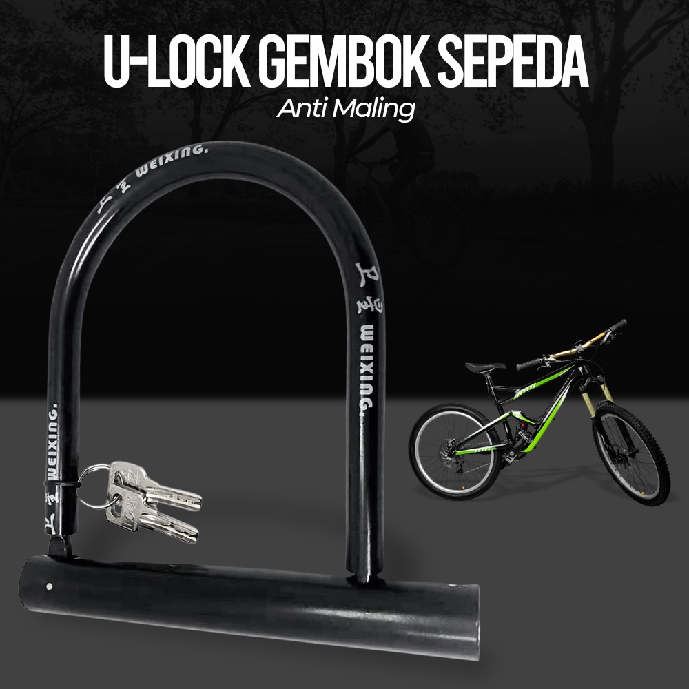 WEIXING Licheng U-Lock Gembok Sepeda Anti Maling Bike Lock - LC-1222 - Black