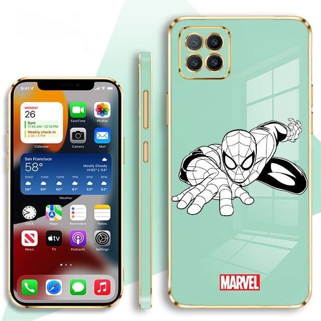Celular Gold Plating Colors Capa Marvel Spiderman Spider Man Case Coque for Samsung J7 2017 Note 10 