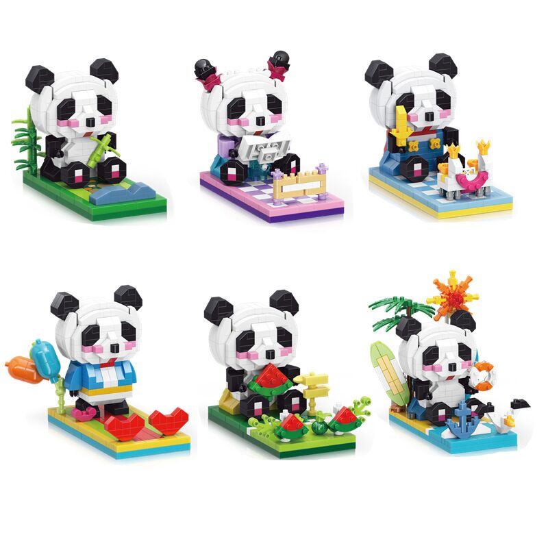 Baru Mini Panda Building Block Partikel Mainan DIY Building Block Panda Dekorasi Dudukan Ponsel