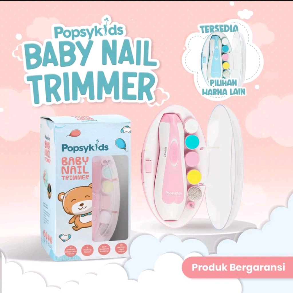 Popsykids Baby Nail Trimmer - Gunting / Pengikir / Pemotong Kuku Bayi Elektrik 6in1 LED