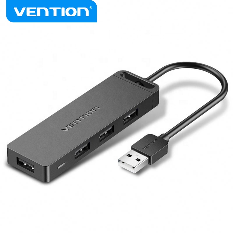 Vention 4-Port Hub USB 2.0 Kecepatan Tinggi Dengan Power Supply Black Untuk Komputer