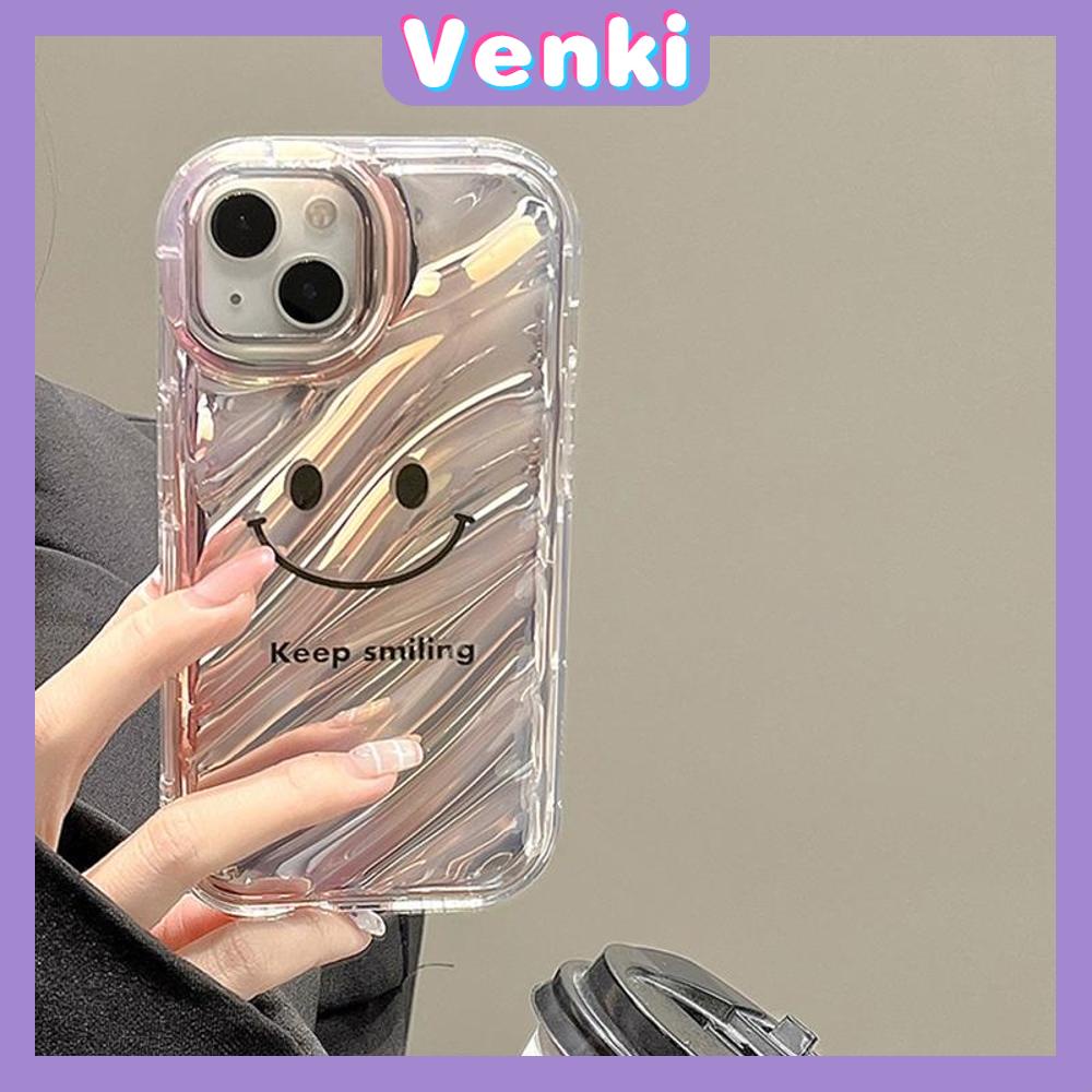 VENKI - For iPhone 11 iPhone Case Laser Reflective Transparent Phone Case TPU Soft Shockproof Airbag Case Protective Smile Face English Compatible with iPhone 14 13 Pro max 12 Pro