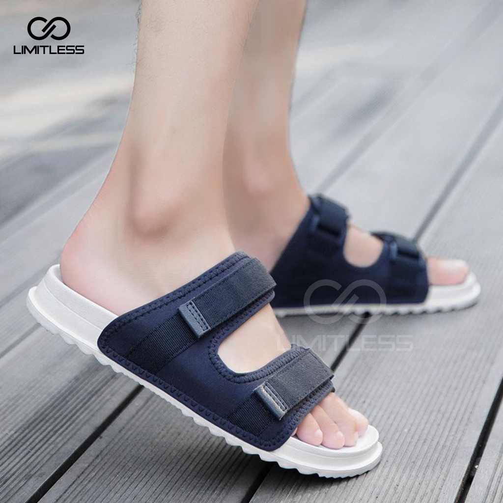 Sendal Slide Pria Mose Kekinian Trendy Anti Slip Sandal Slop Cowok Fashionable Casual Terbaru 2023