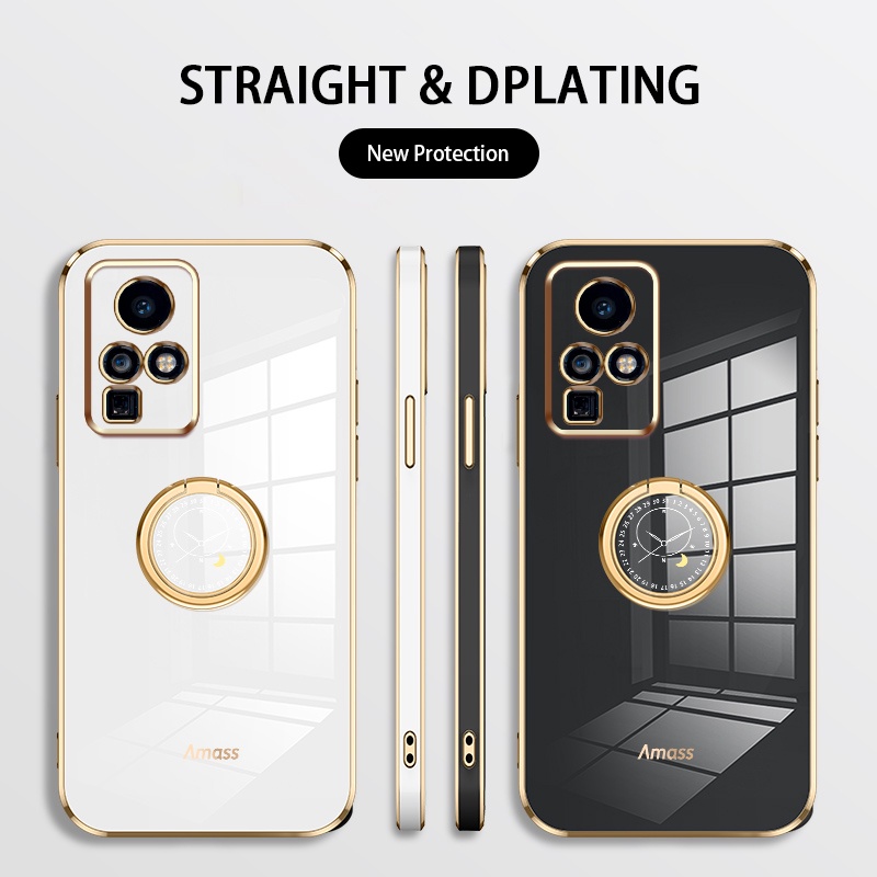 Andyh Casing Ponsel Silikon Ultra Tipis Untuk Infinix Zero X Pro Zero X Neo X6810 X6811 X6811B Deluxe Fall Protection Gold Band Dengan Jam Cincin Dan Lanyard Gratis