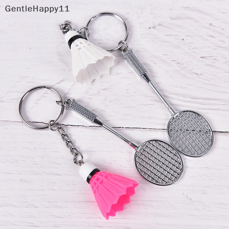 Gentlehappy Raket Badminton mini Bola Olahraga keyring Gantungan Kunci holder Tas Liontin charm id