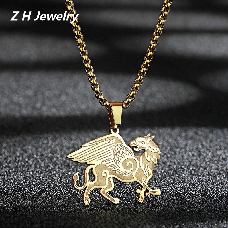 Zh Perhiasan Fashion Pria Anti Karat Anglo Saxon Griffin Liontin Kalung Hip Hop Rock Pesta Perhiasan Pengiriman