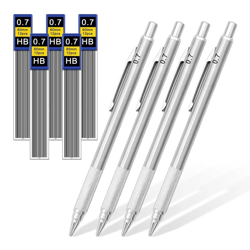 [Grosir] Pensil Mekanik Bahan Metal Dengan Karet/Pensil Isi Ulang 0.3/0.5/0.7/0.9/1.3/2.0mm/alat Tulis Belajar Kantor Universal/Tulis Siswa Menggambar Tergantikan