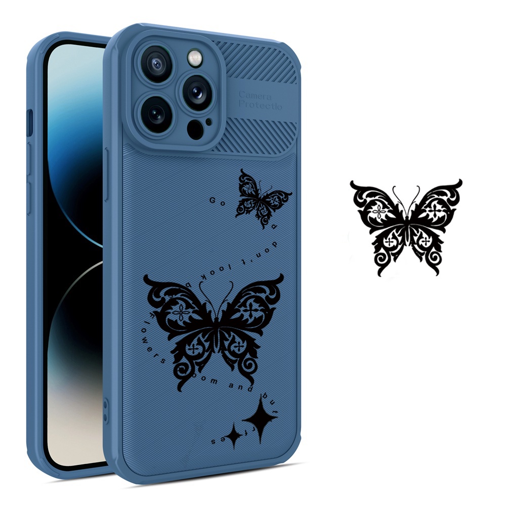 Case Serat Karbon Realme C55 C35 C33 C31 C21Y C25Y RealmeC25 C25S C15 C12 C3 C2 Realme 5 5i 5S 6i C3 Dark Butterfly Cross Grain Phone Case Cover