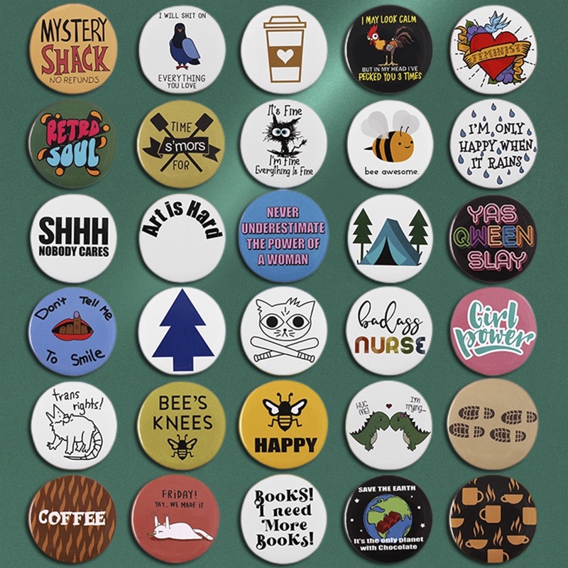 50gaya Tinplate Lapel Pin Coffee Her He Series Bros LOVE Badge Aksesoris Pakaian Hadiah Untuk Teman