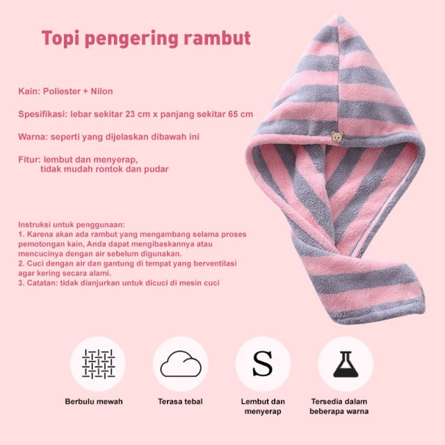 Handuk Kepala Pengering Rambut Cepat Kering - Shower Cap - Handuk Keramas