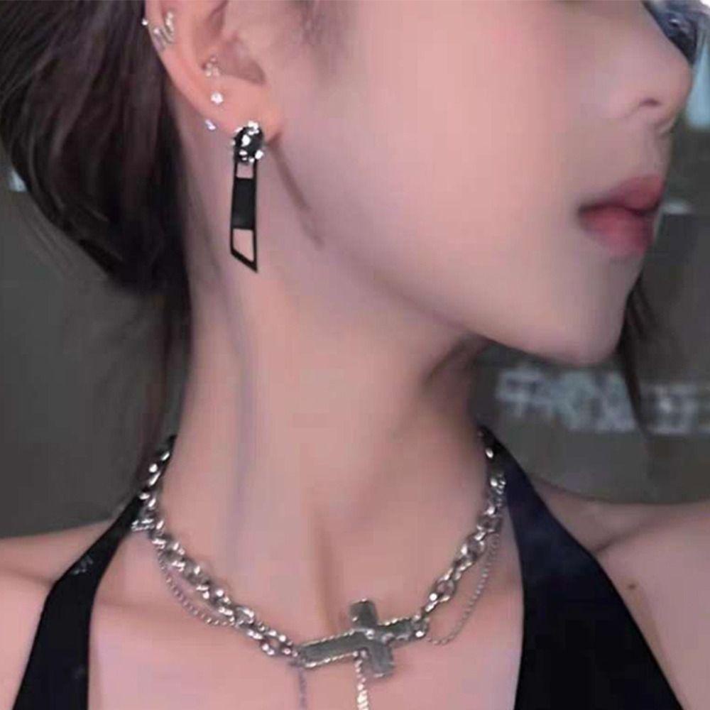 Mxbeauty Anting Bentuk Ritsleting Kepribadian Indah Hadiah Gadis Trendi Anting Punk Gadis Paduan Unik