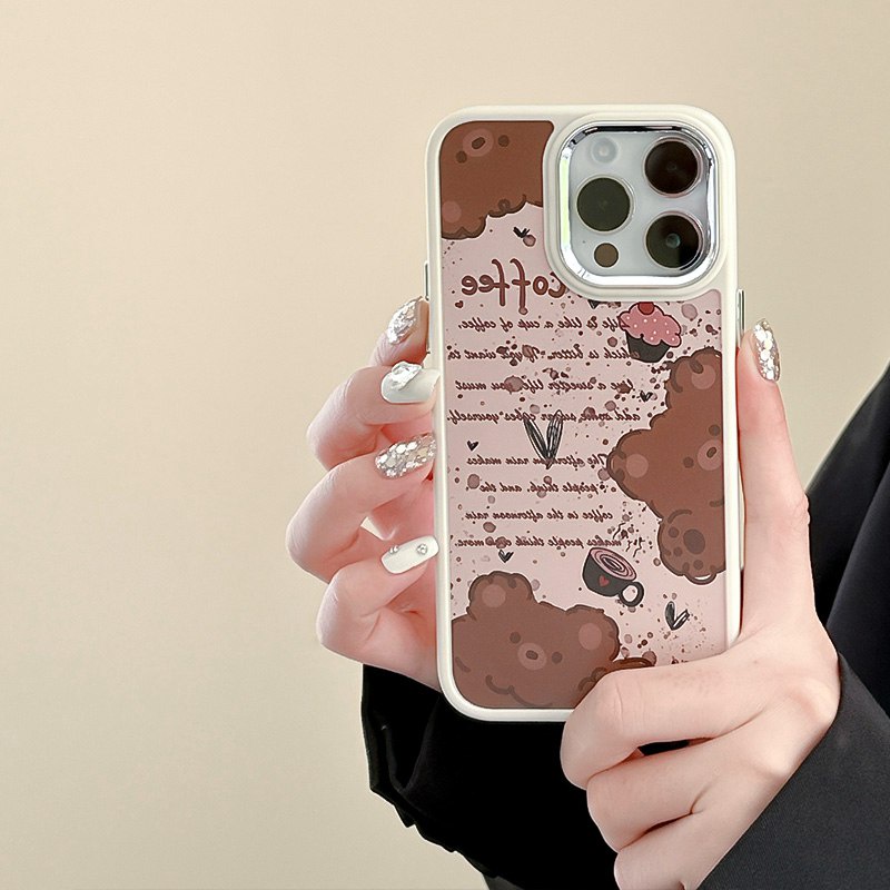 Brown Coffee Bear Soft Silicon Case HP iP iPhone 12 13 14 Pro Max 11 Girl Woman FTD Casing Apple