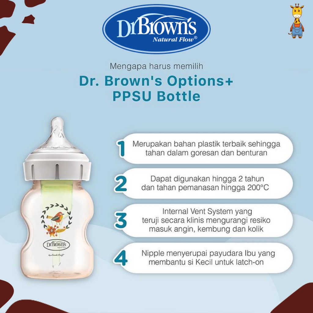 Dr. Brown's 5oz/9oz PPSU Wide Neck Options+ Deco / Botol Susu