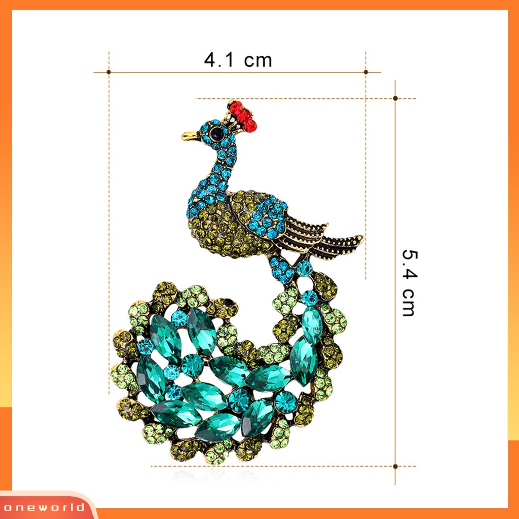 [ONE] Bros Pin Bentuk Merak Berlian Imitasi Warna-Warni Elegan Gaya Korea Bersinar Kerah Bros Pakaian Dekor