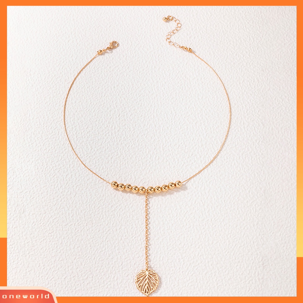 [ONE] Rantai Klavikula Eye-catching Sparkling Alloy Fashionable Liontin Daun Kalung Mungil Charms Untuk Wanita