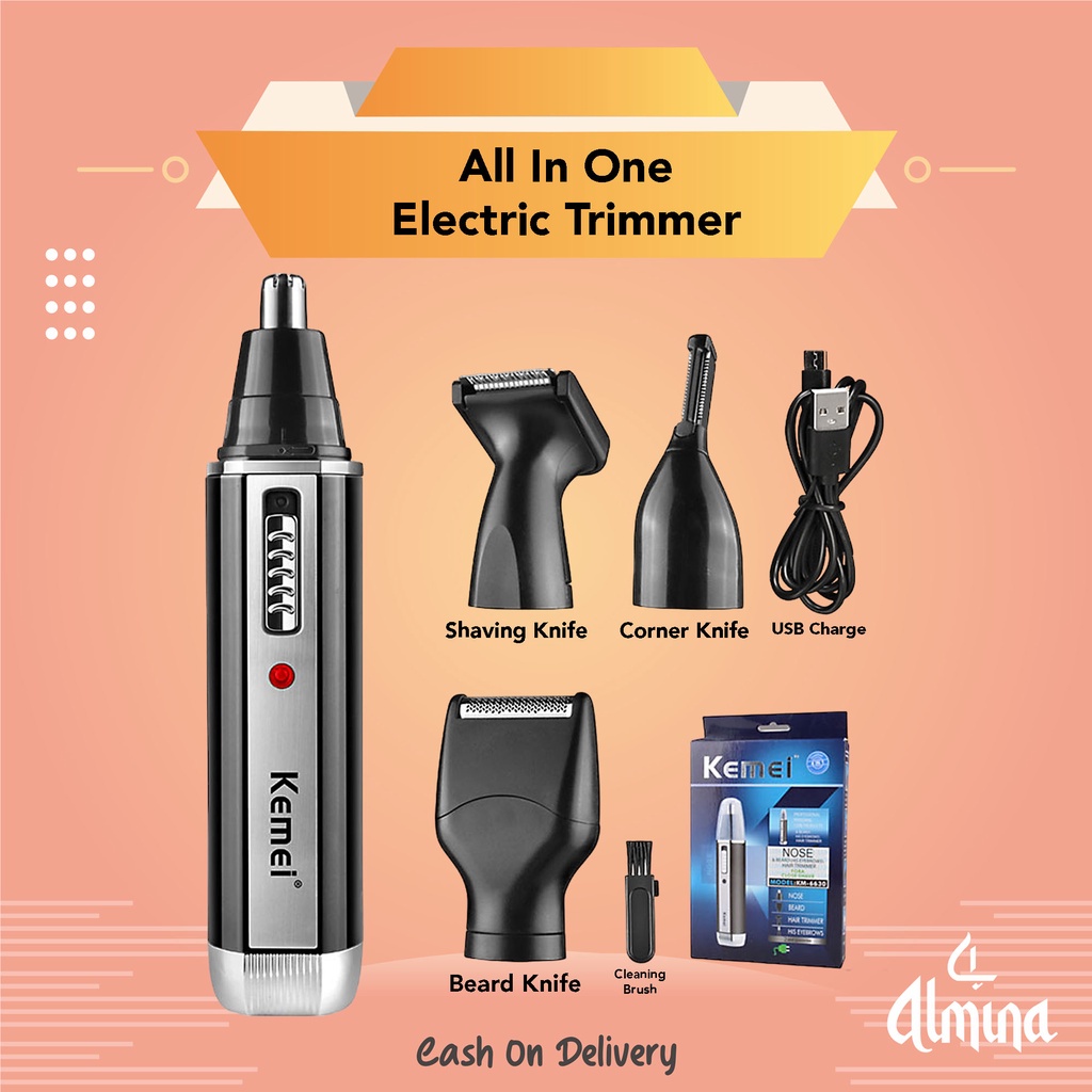 Alat Cukur Elektrik Jenggot Kumis Bulu Hidung 4 in 1 Kemei KM-6630
