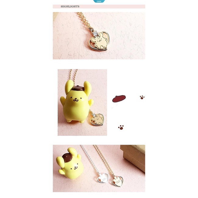 New Kawaii Lucu Sanrio Pom Pom Purin Kalung Sterling Silver Electroplate Silver Ornamen Gadis Hadiah Natal Untuk Pacar [ZK]