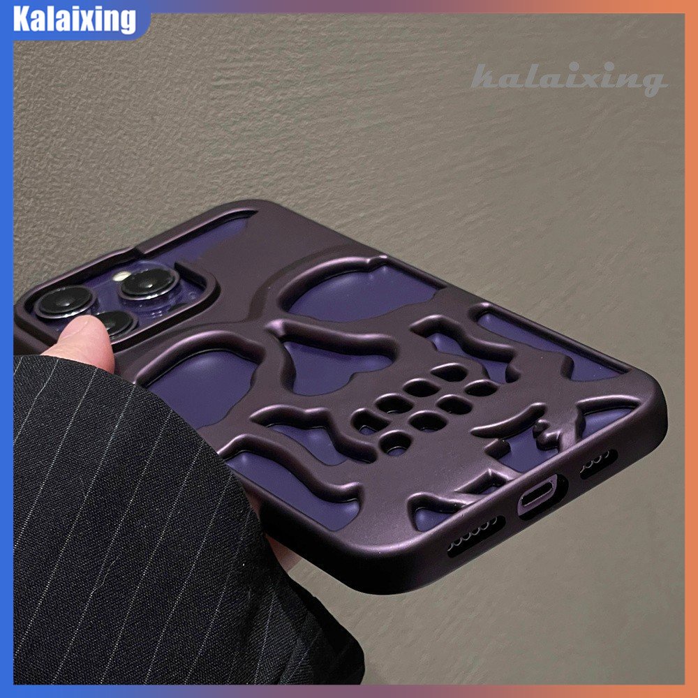 Casing Ponsel Tengkorak Hollow Electroplating Untuk iPhone 14pro Max 13Pro Max 12pro Max 11pro Max Hard Case Warna-Warni