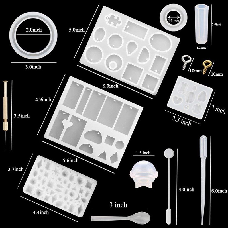 Mornin 76Pcs Silikon Membuat Perhiasan Resin Cetakan Liontin Alat Casg Cetakan DIY Craft id