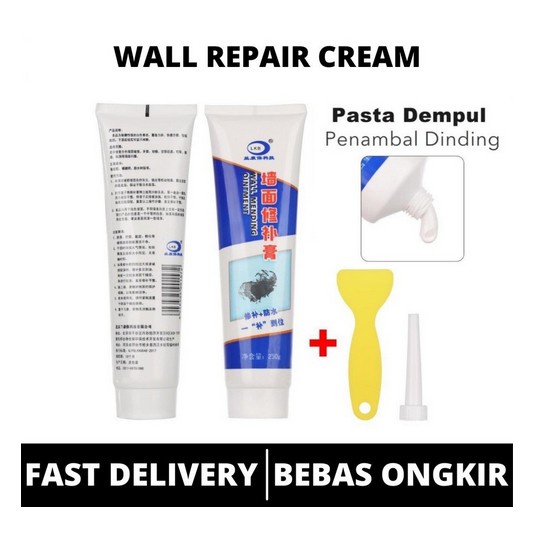 BOP SET 3 IN 1 WALL REPAIR PASTA DEMPUL PENAMBAL DINIDING CREAM INSTANT WATERPROOF / WHITE CREAM TAMBAL DINDING RETAK BOLONG JADI CANTIK KEMBALI