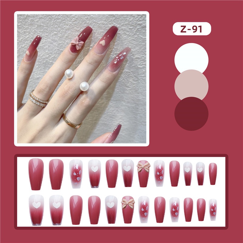 X70 24 Pcs DIY Kuku Palsu French Cool Finger Nail Art Stiker Kuku Palsu