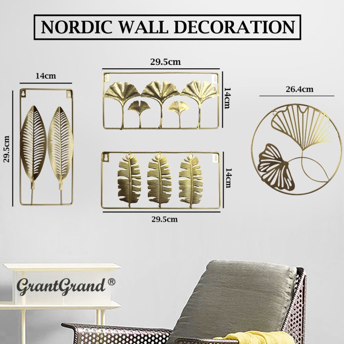Tall Iron Living Room 3D Decoration Hiasan Ornamen Dekorasi Dinding - SET OF 4