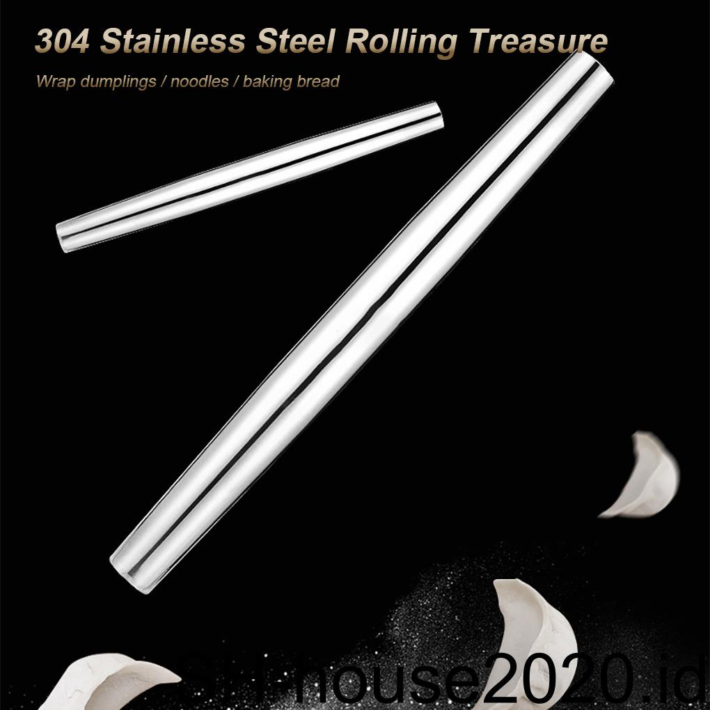 304stainless Steel Halus Rolling Pin Handheld Roller Non-Stick Memasak Membuat Adonan Rumah Tangga Baking Aksesori Pizza