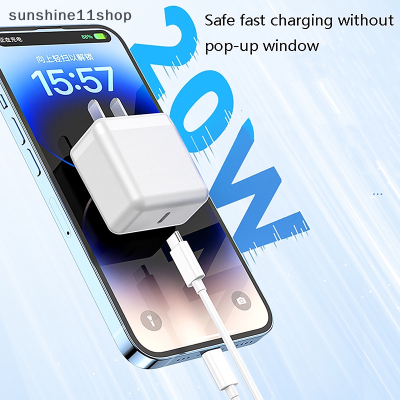 Sho PD 20W Single Dan Dual Port Fast Charging Head Portable Safe Smart Phone Charger Fast Type-C Langsung Charger Untuk Handphone N