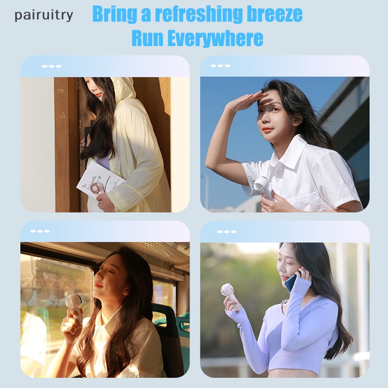 Prt Kipas Angin Warna Portabel Genggam Tenang USB Kecil 500mah Rechargeable Mini Neck Fan Untuk Asrama Mahasiswa Kantor Kipas Tangan Luar Ruangan PRT