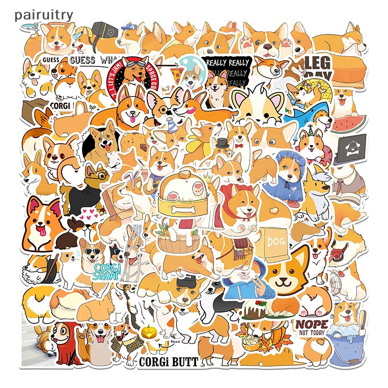 Prt 50 /100PCS Lucu Corgi Kawaii Hewan Stiker Ponsel Bagasi Skateboard Laptop Gitar Kartun Grafiti Tahan Air Stiker Stiker PRT