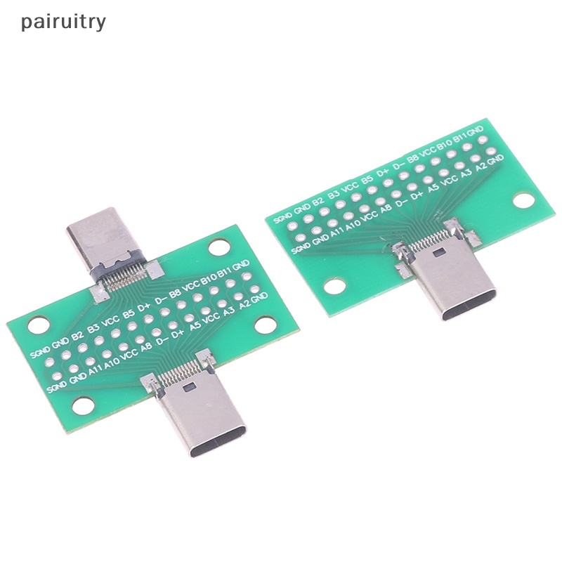 Prt USB3.1 Type-C Male Female Test PCB Board Adapter Tipe C 24P 2.54mm Konektor Untuk Jalur Data Transfer Penyisipan Dua Sisi PRT