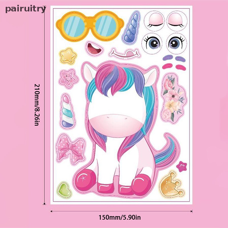 Prt 6PCS Kawaii Kartun Unicorn Anak DIY Sticker Pink Lucu Stiker Puzzle Perlengkapan Guru Sekolah Untuk Anak Gadis Hadiah PRT