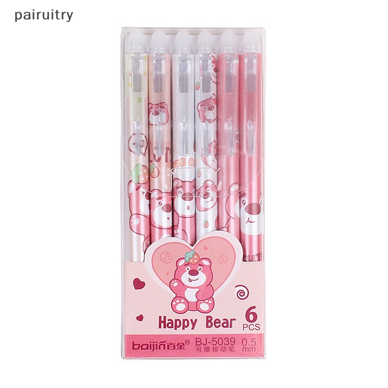 Prt Kartun Anime Press Gel Pen Set Dihapus Bolpen Tinta Hitam Biru Untuk Wrig Lucu Alat Tulis Untuk Perempuan PRT