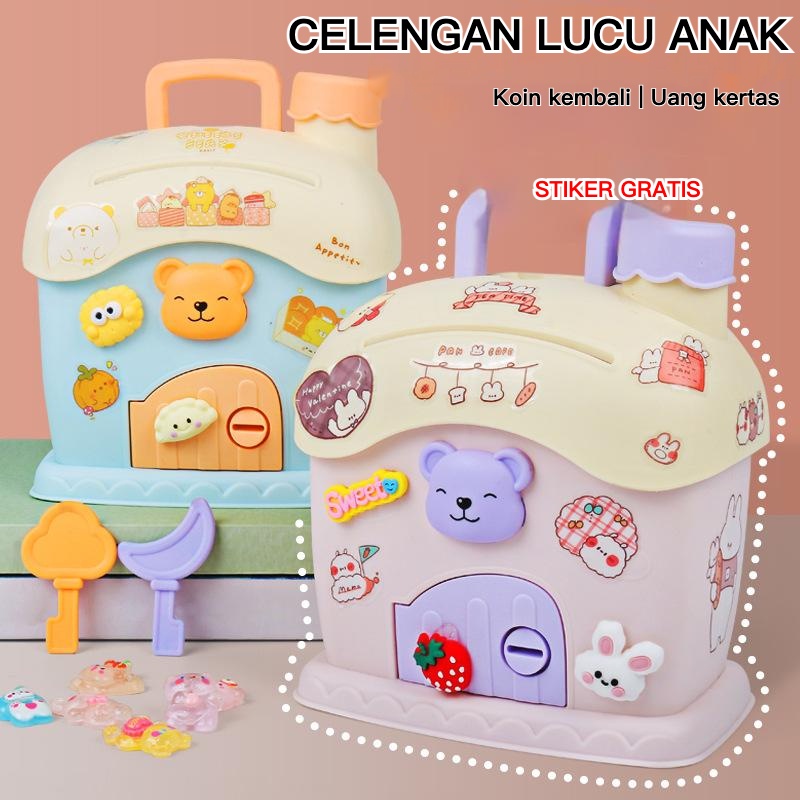 【Penjual lokal】Celengan Koin Bentuk Rumah Kartun Lucu Untuk Anak Celengan Rumah Jamur