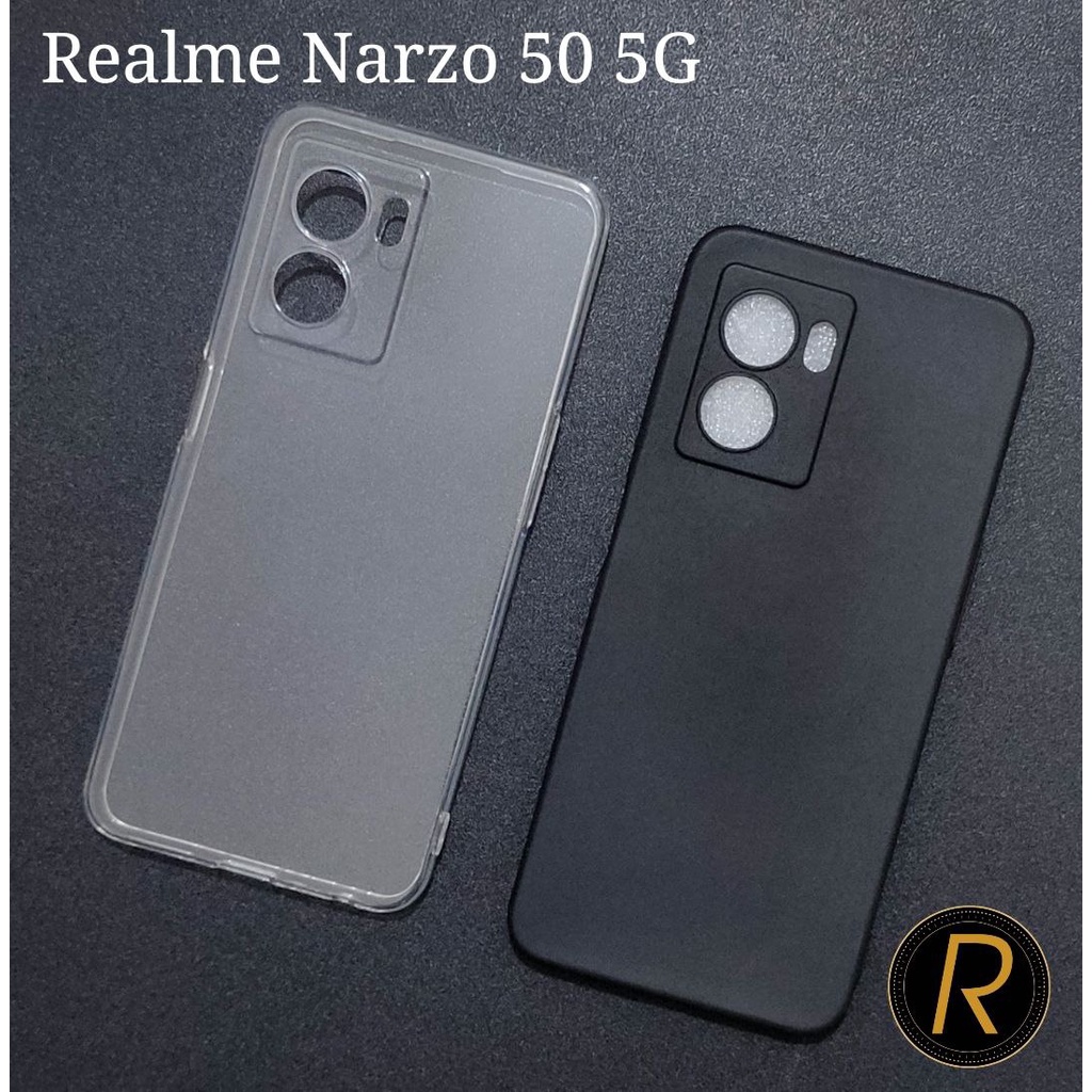 Premium Case Realme Narzo 50 5G Case Hitam dan Bening Casing Protect Camera Softcase 3D Camera Silikon Full Dove