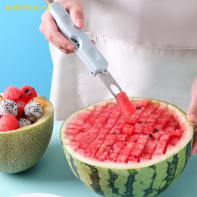 Qukiblue 3in1 Watermelon Splitter Pulp Spoon Penggali Bola Buah Alat Potong Rumah Tangga cl