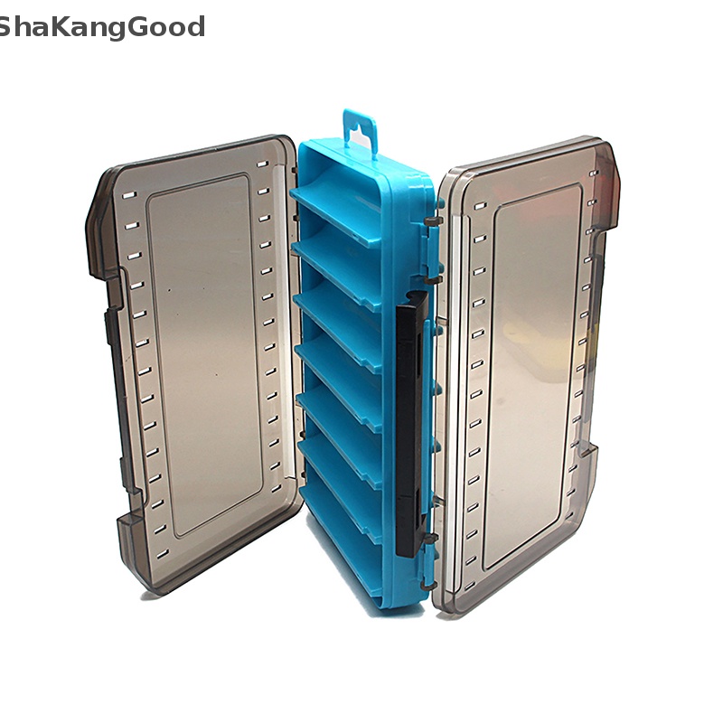 Skid Fishing Tackle box 14kompartemen Memancing Aksesoris Lure Hook Tempat Penyimpanan Alat Pancing Dua Sisi organizer box SKK